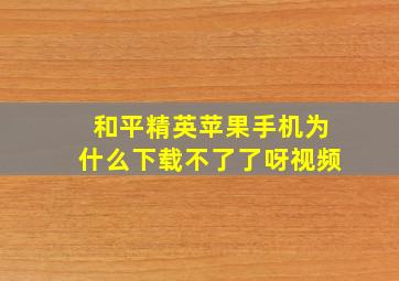 和平精英苹果手机为什么下载不了了呀视频