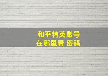 和平精英账号在哪里看 密码