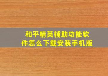 和平精英辅助功能软件怎么下载安装手机版