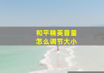 和平精英音量怎么调节大小