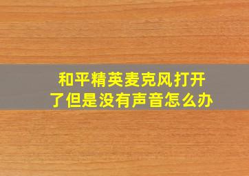 和平精英麦克风打开了但是没有声音怎么办