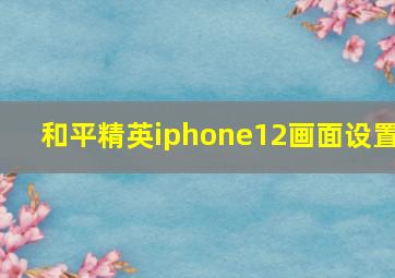 和平精英iphone12画面设置