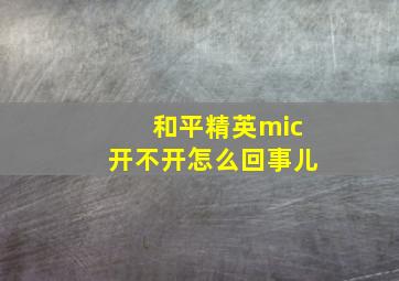 和平精英mic开不开怎么回事儿