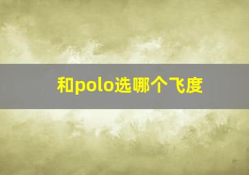 和polo选哪个飞度