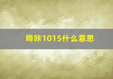 哔咔1015什么意思