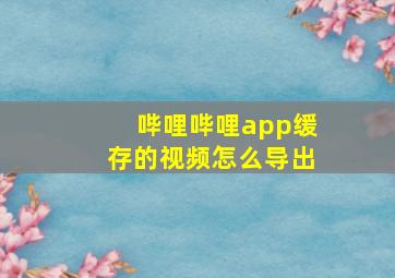 哔哩哔哩app缓存的视频怎么导出