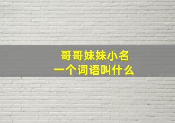 哥哥妹妹小名一个词语叫什么