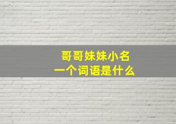 哥哥妹妹小名一个词语是什么