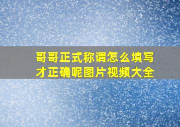 哥哥正式称谓怎么填写才正确呢图片视频大全