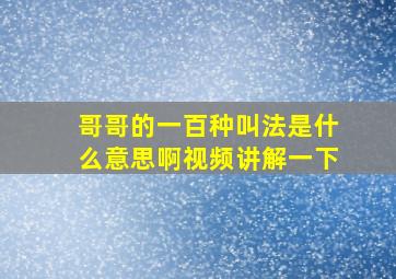 哥哥的一百种叫法是什么意思啊视频讲解一下