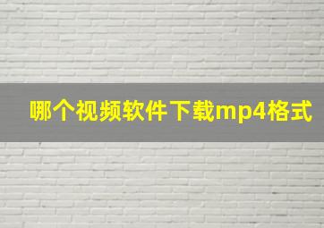 哪个视频软件下载mp4格式