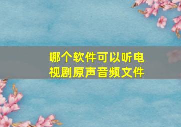 哪个软件可以听电视剧原声音频文件