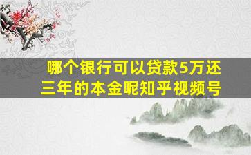 哪个银行可以贷款5万还三年的本金呢知乎视频号