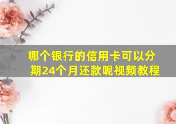 哪个银行的信用卡可以分期24个月还款呢视频教程