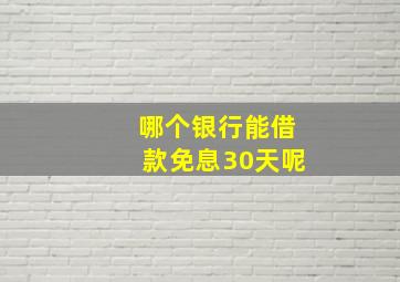 哪个银行能借款免息30天呢