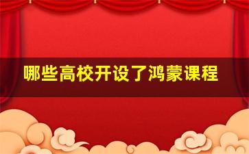 哪些高校开设了鸿蒙课程