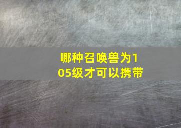 哪种召唤兽为105级才可以携带