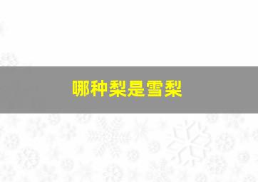 哪种梨是雪梨