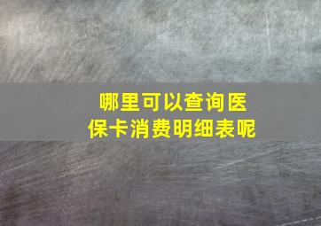 哪里可以查询医保卡消费明细表呢