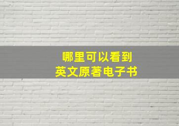 哪里可以看到英文原著电子书