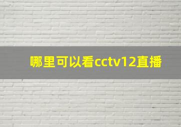 哪里可以看cctv12直播