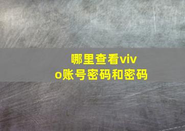 哪里查看vivo账号密码和密码