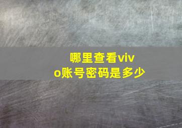 哪里查看vivo账号密码是多少