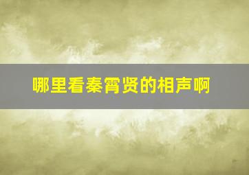 哪里看秦霄贤的相声啊