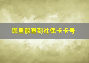 哪里能查到社保卡卡号