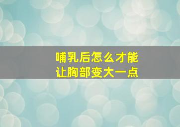 哺乳后怎么才能让胸部变大一点