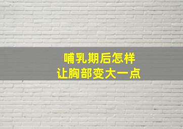 哺乳期后怎样让胸部变大一点