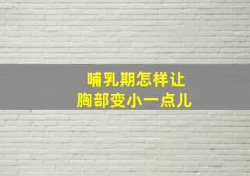 哺乳期怎样让胸部变小一点儿