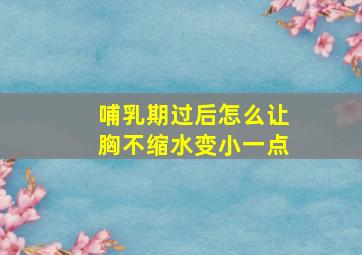 哺乳期过后怎么让胸不缩水变小一点