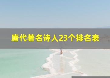 唐代著名诗人23个排名表