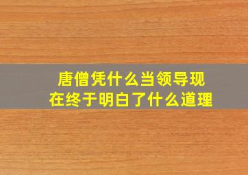 唐僧凭什么当领导现在终于明白了什么道理