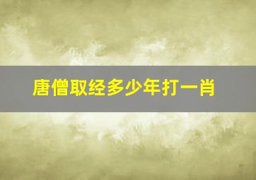 唐僧取经多少年打一肖