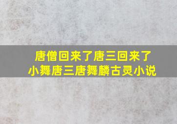 唐僧回来了唐三回来了小舞唐三唐舞麟古灵小说