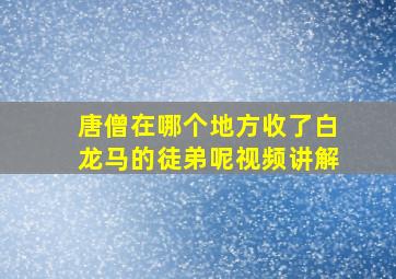 唐僧在哪个地方收了白龙马的徒弟呢视频讲解