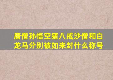 唐僧孙悟空猪八戒沙僧和白龙马分别被如来封什么称号