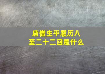 唐僧生平履历八至二十二回是什么