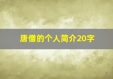 唐僧的个人简介20字