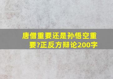 唐僧重要还是孙悟空重要?正反方辩论200字