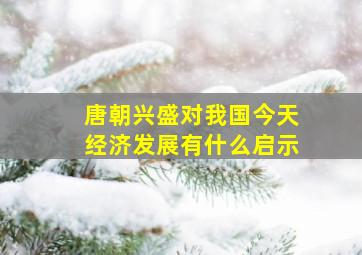 唐朝兴盛对我国今天经济发展有什么启示