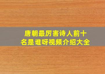 唐朝最厉害诗人前十名是谁呀视频介绍大全