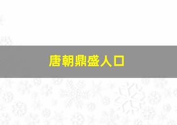 唐朝鼎盛人口