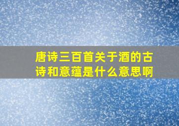 唐诗三百首关于酒的古诗和意蕴是什么意思啊