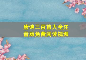 唐诗三百首大全注音版免费阅读视频