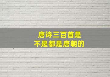 唐诗三百首是不是都是唐朝的