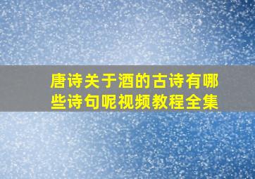 唐诗关于酒的古诗有哪些诗句呢视频教程全集