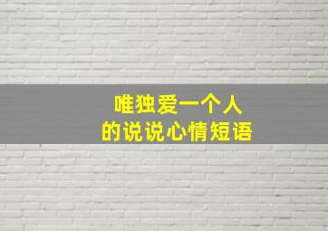 唯独爱一个人的说说心情短语